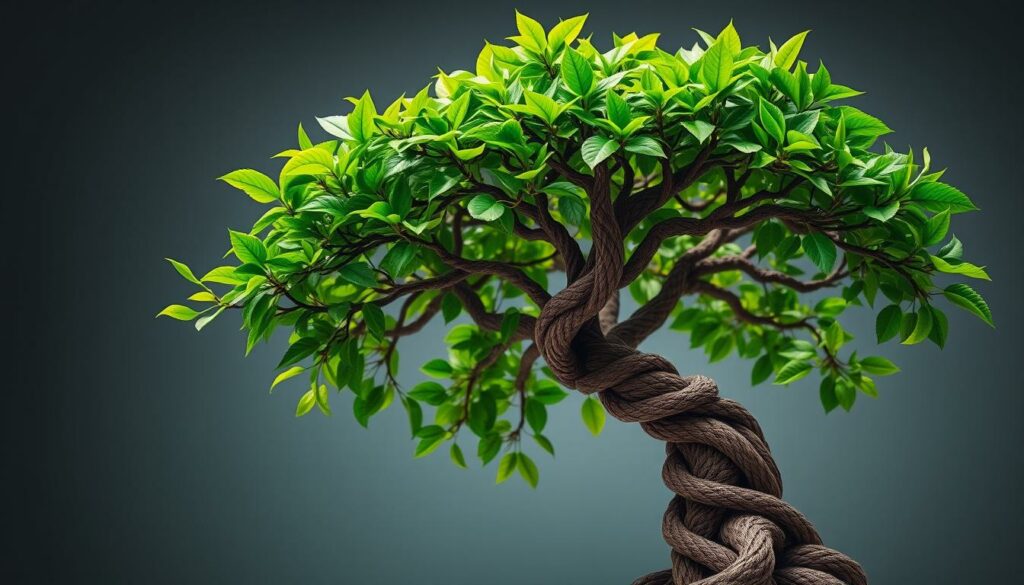 Generate an image of a Money Tree with a braided trunk and lush green leaves. Generate an image of a Money Tree with a braided trunk and lush green leaves.