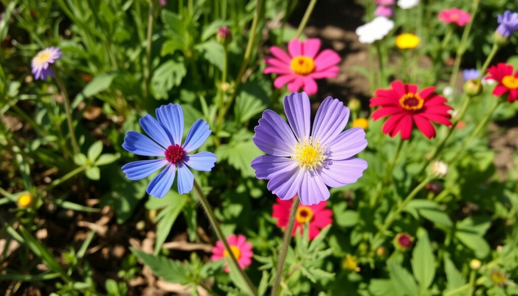 Image of 'Butterfly Blue' Pincushion Flower in a garden setting Image of 'Butterfly Blue' Pincushion Flower in a garden setting
