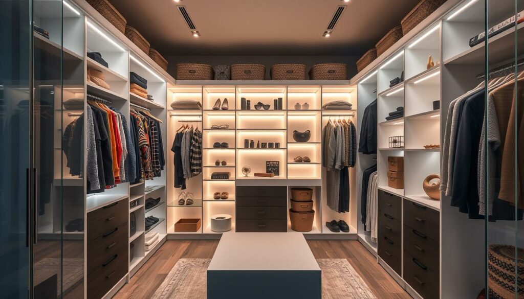 Image of an elegantly designed open concept closet Image of an elegantly designed open concept closet
