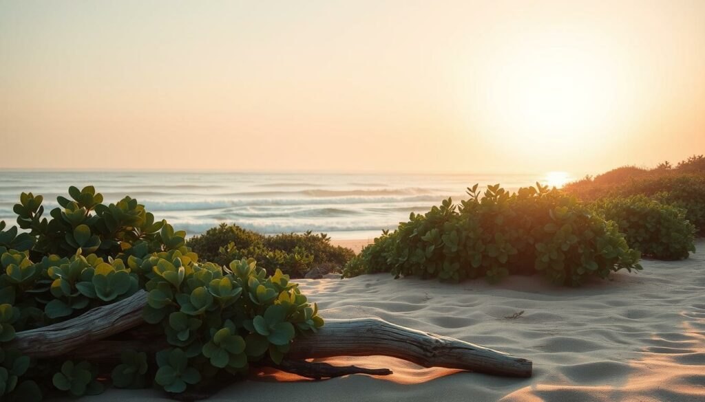 Soft, sun-kissed hues dance across a serene coastal landscape. In the foreground, a palette of muted blues, greens, and sandy tones blend seamlessly, evoking the tranquility of crashing waves and weathered driftwood. The middle ground features lush, verdant foliage in shades of sage and emerald, casting gentle shadows that play upon the scene. In the distance, a warm, golden horizon bathes the sky in a radiant glow, creating a sense of timeless, natural beauty. Captured through a wide-angle lens, this image offers a captivating glimpse into the heart of a coastal color palette, perfect for inspiring cozy, beach-inspired decor. Soft, sun-kissed hues dance across a serene coastal landscape. In the foreground, a palette of muted blues, greens, and sandy tones blend seamlessly, evoking the tranquility of crashing waves and weathered driftwood. The middle ground features lush, verdant foliage in shades of sage and emerald, casting gentle shadows that play upon the scene. In the distance, a warm, golden horizon bathes the sky in a radiant glow, creating a sense of timeless, natural beauty. Captured through a wide-angle lens, this image offers a captivating glimpse into the heart of a coastal color palette, perfect for inspiring cozy, beach-inspired decor.